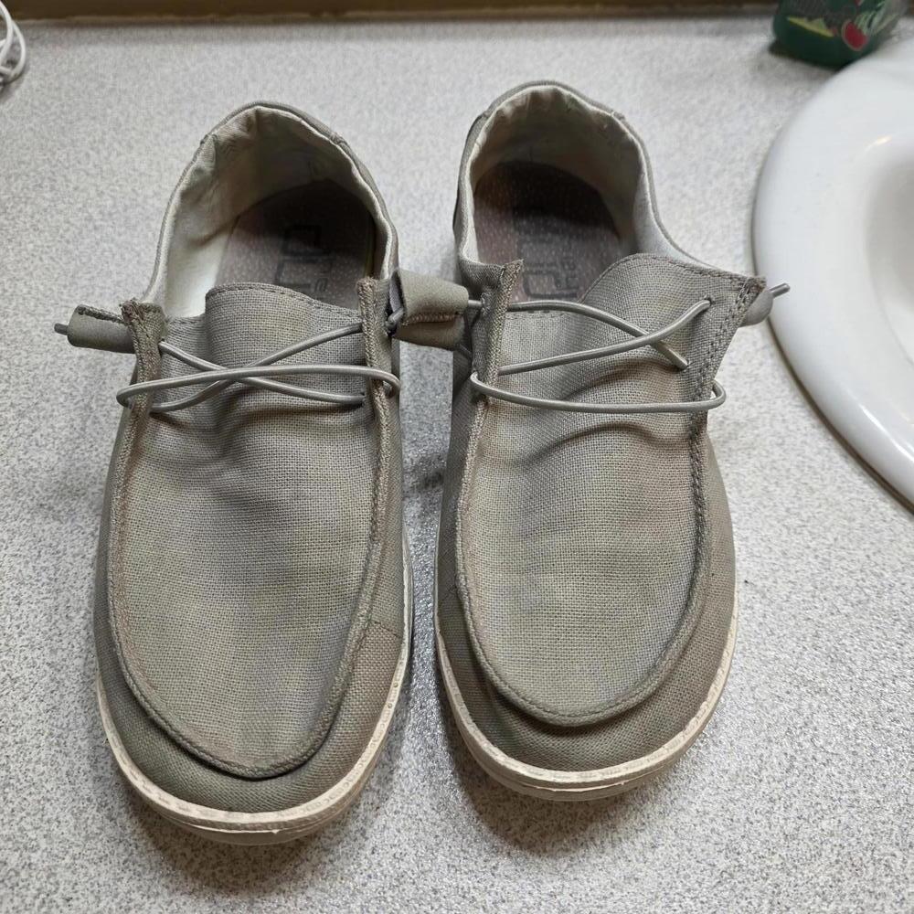 Hey Dudes Chambray Light Grey Wendy Casual Slip-On Shoes Size 7